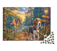 Beagle 1000 Pc 100% Recycled Cardboard Puzzle Beagle Walks Autumn Path Jigsaw for Women Men Travel Jigsaw After-school Activity Beautiful Decoration Puzzle 70x50cm/1000pcs
