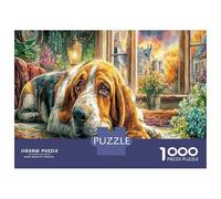 Beagle 1000 Piece Books Library Cozy Premium Cardstock Jigsaw Puzzle Set Adult Jigsaws Educational Game Challenge Value Pack Fun Present Gift Idea 38x26cm/1000pcs