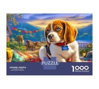 Beagle 1000 Piece Eco-friendly Material Beagle Relaxing Puzzles for Seniors Easy Grip Pieces Gift for Her Full-size Poster Included Anti-glare 52x38cm/1000pcs