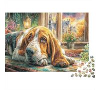 Beagle 1000 Piece Jigsaw Puzzles Basset Hound Dog Adults Aged 12 And Above Educational Game Home Decoration Difficult Challenging Male And Female Birthday 70x50cm/1000pcs Gifts
