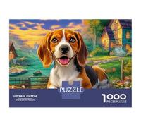 Beagle 1000 Piece Premium Cardboard Happy Beagle Family Jigsaw Puzzle Digital Detox Birthday Gift Precision Cut Anti-glare 70x50cm/1000pcs