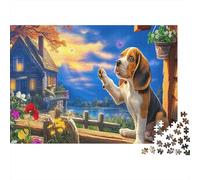Beagle 1000 Piece Premium Cardboard Jigsaw Puzzle Educational Learning Brain Training for Teens 12-18 Kids Beagle Waves Sunset Sky Puzzle Beginners 52x38cm/1000pcs