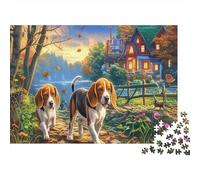 Beagle 1000 Piece Sturdy Cardboard Jigsaw Puzzle Beagle Walks Town Path Family Jigsaw for The Whole Family Family Fun Lovers All Ages Housewarming Gift Puzzle 70x50cm/1000pcs