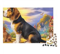 Beagle 1000 Pieces Jigsaw Puzzles Engaging Educational Games Beagle with Friends on Farm Jigsaw Puzzles Beautiful Decoration for Adults And Kids 52x38cm/1000pcs