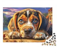 Beagle 1000 Pieces Jigsaw Puzzles Engaging Home Decoration Beagle Lying on Floor Looking Jigsaw Puzzle Home Decoration for Adults & Families 70x50cm/1000pcs