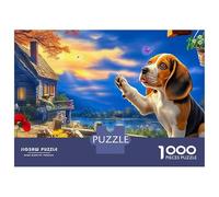 Beagle 1000 Pieces Jigsaw Puzzles for Families Beagle Raising Paw Challenging & Brainteasing Recycled Cardboard 38x26cm/1000pcs
