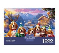 Beagle 1000 Pieces Precise Interlocking Beagle Group Jigsaw for Teens Digital Detox Travel Friendly Puzzle Stay at Home Fun 52x38cm/1000pcs