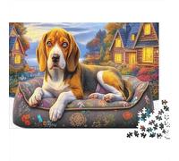 Beagle 1000 Pieces Premium Cardboard Jigsaw Puzzles Brain Teaser Educational for Cognitive Development All Ages Family Beagle Puppy Close-up Portrait Puzzle Lovers 52x38cm/1000pcs
