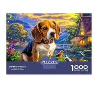 Beagle 1000 Pieces Thick Board Beagle Outdoors Puzzle Gifts for Adults Lettered Back Pieces Indoor Activity Premium Quality Zero-gap Fit 38x26cm/1000pcs