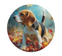 Beagle 120 Piece Circular Puzzle Animal Shape Premium Home Decor Puzzle Stress Relief Relaxing Activity for Adults & Kids Educational 120 PCS