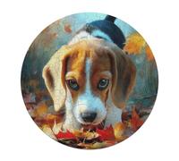 Beagle 128 Piece Circular Jigsaw Puzzle Animal Shape Pieces Challenging Brainteaser for Adults Premium Home Decor Gift 120 PCS