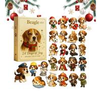 Beagle 2025, 24 Days Christmas Countdown Calendar with 24 Pieces 2D Acrylic Dog Pendants, Beagle 2025, Christmas Calendar for Children Family