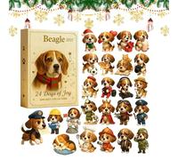 Beagle 2025 - Cute Dog Figurine Countdown | 2D Acrylic Christmas Tree Ornament for Dog Lovers & Families Countdown Decor