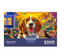Beagle Adult Jigsaws Beagle in Rainbow Garden 1000 Pcs 100% Recycled Cardboard Beautiful Decoration Puzzle Family Decoration 38x26cm/1000pcs