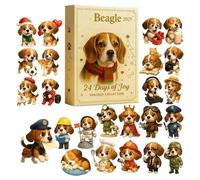 Beagle Advent Calendars 2025-24 Days Christmas Countdown Calendar, 2D Flat Acrylic Cute Dog Ornaments, for Kids Adults Bag Charm Window Tree Wall Mantel Party Favors Holiday