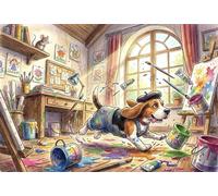 Beagle Artist 1000 Piece Jigsaw Puzzle,Adults & Kids 14+,Gift Idea,Stress Relief,Impossible Challenge,Home Wall Decor,Premium Cardboard,Educational Toy 52x38cm