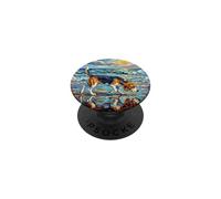 Beagle at the Beach Summer Artwork Dog Lover Coastal Art PopSockets Adhesive PopGrip