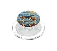 Beagle at the Beach Summer Artwork Dog Lover Coastal Art PopSockets PopGrip for MagSafe