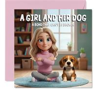 Beagle Birthday Card for Women - A Girl and Her Dog - Happy Birthday Card for Girls, 145mm Female Greeting Cards