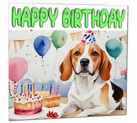 Beagle Birthday Card - Fun Beagle Dog Birthday Card 145 x 145mm