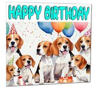 Beagle Birthday Card - Fun Dog Birthday Card 145 x 145mm