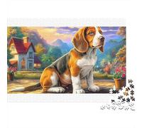 Beagle Colourful Beagle in Coastal Village 1000 Pcs Adult Jigsaws Classic Educational Games Brain Development 38x26cm/1000pcs