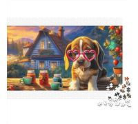 Beagle Colourful Beagle in Heart Sunglasses 1000 Pcs Jigsaw Puzzles Adults Brain Development Classic Educational Games 70x50cm/1000pcs