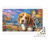 Beagle Colourful Beagle in Sunny Plaza 1000 Pieces Jigsaw Puzzles for Adults Fun Activity for Rainy Days 70x50cm/1000pcs