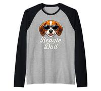 Beagle Dad Daddy Papa Retro Vintage Raglan Baseball Tee