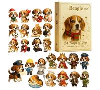 Beagle Dog Advent Calendars 2025, 24 Days Christmas Countdown Calendar With 2D 2D Flat Acrylic Cute Dog Ornaments, For Kids Adults Bag Charm Window Tree Wall Mantel Party Favors Holiday