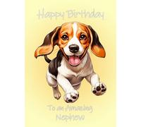 Beagle Dog Art Birthday Card For Nephew
