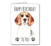 Beagle Dog Birthday Card Happy Birthday Watercolour effect (envelope included)