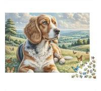 Beagle Dog Countryside 1000 Piece Jigsaw Puzzle for Adults Butterfly Scene Relaxation 38x26cm/1000pcs