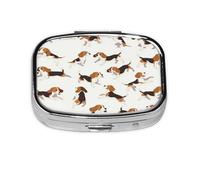 Beagle Dog Cute Pattern Pill Case Pill Box Travel Pill Organizer Small Square Medicine Box for Purse & Pocket Gifts