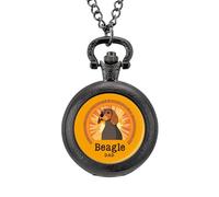 Beagle Dog Dad Classic Quartz Pocket Watch Vintage Men's Pocketwatch with Chain Christmas Gifts for Father Husband Boyfriend