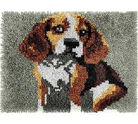Beagle Dog DIY Latch Hook Rug Kits for Adults Tapestry Pre-Printed Patterns Carpet Needlework Crochet Yarns Latch Hooking Mat Cushion for Home Decor 52x38cm(j138)