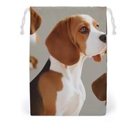 Beagle Dog Drawstring Storage Bag, Reusable & Stylish Jewelry Pouch, Small Canvas Storage Bag for Travel, Jewelry, Gift, 20 * 25cm