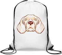 Beagle Dog Line Art Gym Sack Casual Drawstring Bag White