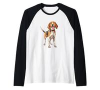 Beagle Dog Lover Design - Canine Companion Portrait Raglan Baseball Tee