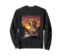 Beagle Dog Lover Vintage Sunset Forest Nature Landscape Art Sweatshirt