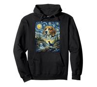 Beagle Dog Moon Howling Starry Night Van Gogh Art Style Dog Pullover Hoodie