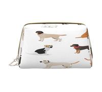 (Beagle Dog) Print Pu Leather Makeup Bag with Zipper Pocket Compact Organizer for Travel/Purse