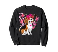 Beagle Dog Valentine's Day Floral Heart Design Sweatshirt