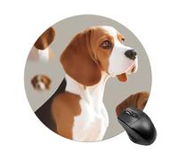 Beagle Doggy Mousepad Round Anti-Slip Waterproof Rubber Base Mice Mat Cute Mousepad for Work Office Home Gaming Laptop Men Women Small Size 7.8 X 7.8 Inches