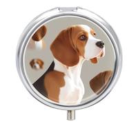 Beagle Doggy Pill Case 3 Compartment Portable Pill Box Daily Round Pill Organizer for Pocket Purse Daily Medicine Container to Hold Vitamins Fish Oil Travel Gifts