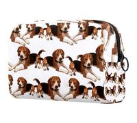 Beagle Dogs Lying on The Ground Cosmetic Bag for Women, Travel Toiletries Bags Large Makeup Handy Pouch Organiser Bag with Zipper