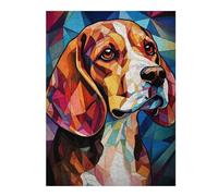 Beagle Dogs Stained Glass Jigsaw Puzzle for Adults, 500 PCS