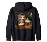 Beagle Drinking Beer Funny Beagle Dog Meme Zip Hoodie