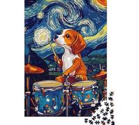 Beagle Drummer Starry Night 1000-Piece Puzzle for Adults, 52x38cm/1000pcs, Low-dust Pieces for A Tidier Table; Easy to Continue on Another Evening