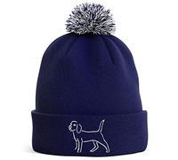 Beagle Embroidered Bobble Hat Dog Owners Gifts Puppy Walking Warm Winter Beanie Hat Womens, One Size, Navy
